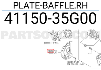 Nissan 4115035G00 PLATE-BAFFLE,RH