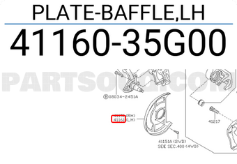 Nissan 4116035G00 PLATE-BAFFLE,LH