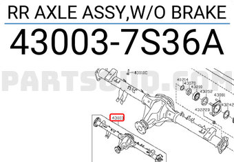 Nissan 430037S36A RR AXLE ASSY,W/O BRAKE