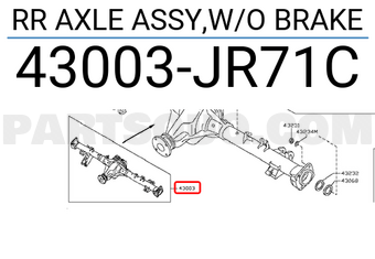 Nissan 43003JR71C RR AXLE ASSY,W/O BRAKE