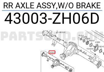Nissan 43003ZH06D RR AXLE ASSY,W/O BRAKE