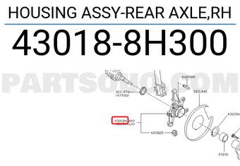 Nissan 430188H300 HOUSING ASSY-REAR AXLE,RH