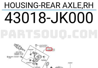Nissan 43018JK000 HOUSING-REAR AXLE,RH