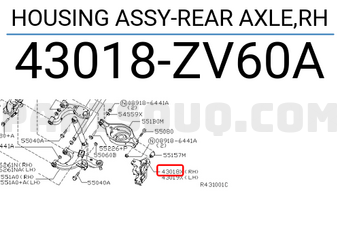 Nissan 43018ZV60A HOUSING ASSY-REAR AXLE,RH