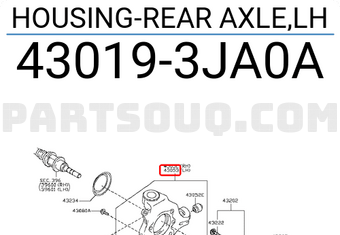 Nissan 430193JA0A HOUSING-REAR AXLE,LH