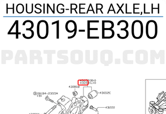 Nissan 43019EB300 HOUSING-REAR AXLE,LH