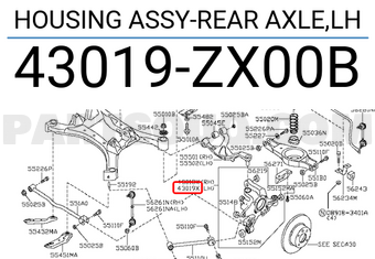 Nissan 43019ZX00B HOUSING ASSY-REAR AXLE,LH