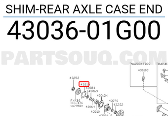 Nissan 4303601G00 SHIM-REAR AXLE CASE END