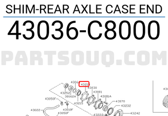 Nissan 43036C8000 SHIM-REAR AXLE CASE END