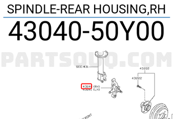 Nissan 4304050Y00 SPINDLE-REAR HOUSING,RH