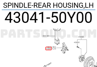 Nissan 4304150Y00 SPINDLE-REAR HOUSING,LH