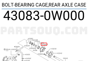 Nissan 430830W000 BOLT-BEARING CAGE,REAR AXLE CASE
