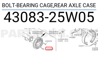 Nissan 4308325W05 BOLT-BEARING CAGE,REAR AXLE CASE