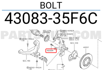Nissan 4308335F6C BOLT