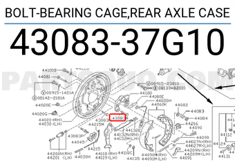 Nissan 4308337G10 BOLT-BEARING CAGE,REAR AXLE CASE