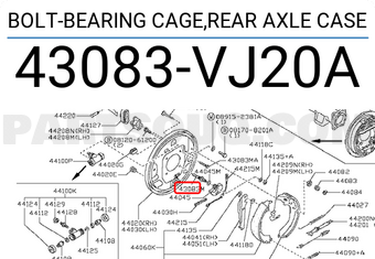 Nissan 43083VJ20A BOLT-BEARING CAGE,REAR AXLE CASE