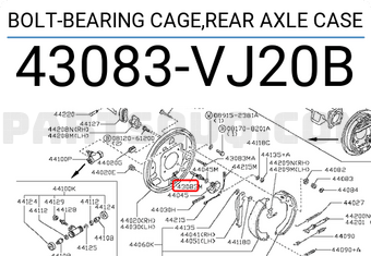 Nissan 43083VJ20B BOLT-BEARING CAGE,REAR AXLE CASE