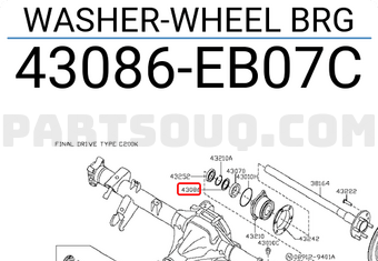 Nissan 43086EB07C WASHER-WHEEL BRG