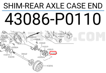 Nissan 43086P0110 SHIM-REAR AXLE CASE END