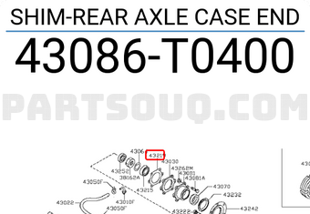 Nissan 43086T0400 SHIM-REAR AXLE CASE END