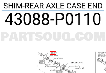 Nissan 43088P0110 SHIM-REAR AXLE CASE END