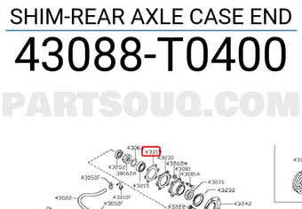 Nissan 43088T0400 SHIM-REAR AXLE CASE END