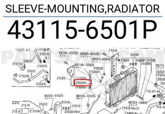 Nissan 431156501P SLEEVE-MOUNTING,RADIATOR