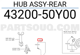 Nissan 4320050Y00 HUB ASSY-REAR