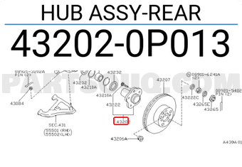 Nissan 432020P013 HUB ASSY-REAR