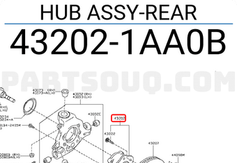 Nissan 432021AA0B HUB ASSY-REAR