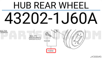 Nissan 432021J60A HUB REAR WHEEL
