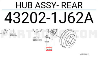 Nissan 432021J62A HUB ASSY- REAR