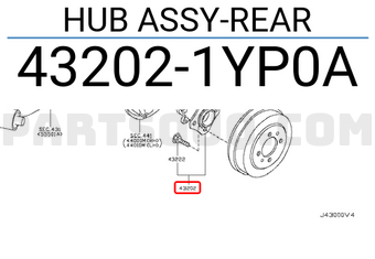 Nissan 432021YP0A HUB ASSY-REAR