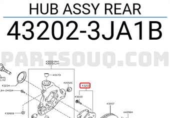 Nissan 432023JA1B HUB ASSY REAR