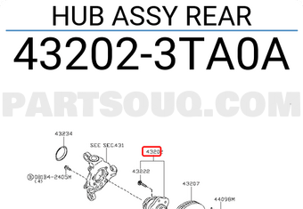 Nissan 432023TA0A HUB ASSY REAR