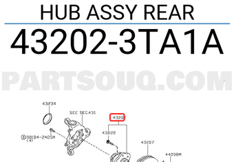 Nissan 432023TA1A HUB ASSY REAR