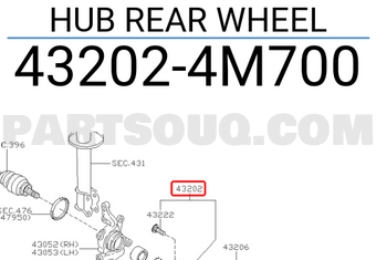 Nissan 432024M700 HUB REAR WHEEL