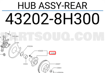 Nissan 432028H300 HUB ASSY-REAR