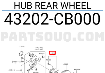 Nissan 43202CB000 HUB REAR WHEEL