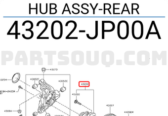 Nissan 43202JP00A HUB ASSY-REAR