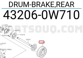 Nissan 432060W710 DRUM-BRAKE,REAR