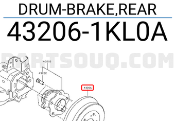 Nissan 432061KL0A DRUM-BRAKE,REAR