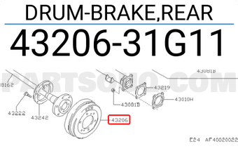 Nissan 4320631G11 DRUM-BRAKE,REAR