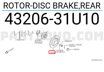 Nissan 4320631U10 ROTOR-DISC BRAKE,REAR