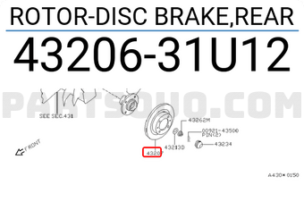 Nissan 4320631U12 ROTOR-DISC BRAKE,REAR