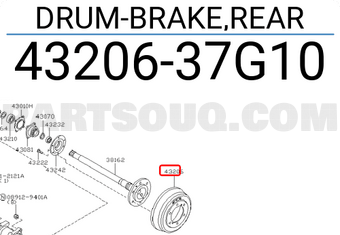 Nissan 4320637G10 DRUM-BRAKE,REAR