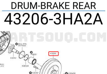 Nissan 432063HA2A DRUM-BRAKE REAR