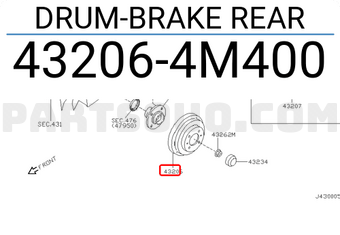 Nissan 432064M400 DRUM-BRAKE REAR