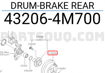 Nissan 432064M700 DRUM-BRAKE REAR