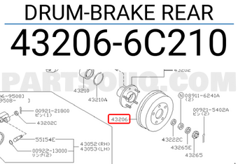Nissan 432066C210 DRUM-BRAKE REAR